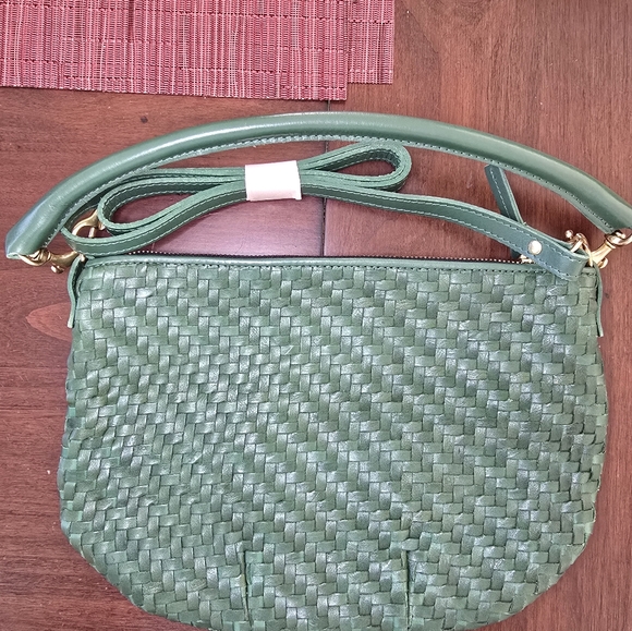 Clare V. Petit Moyen Messenger Evergreen Woven Zig Zag - Picture 3 of 9